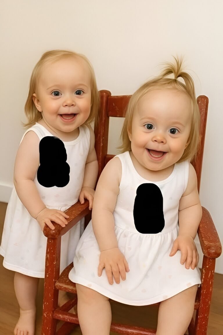 Young woman puts both babies inside the fir… See more5